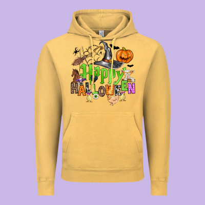 Happy Halloween Farm Animals Vintage Hoodie Designed By Zillion Design Studio