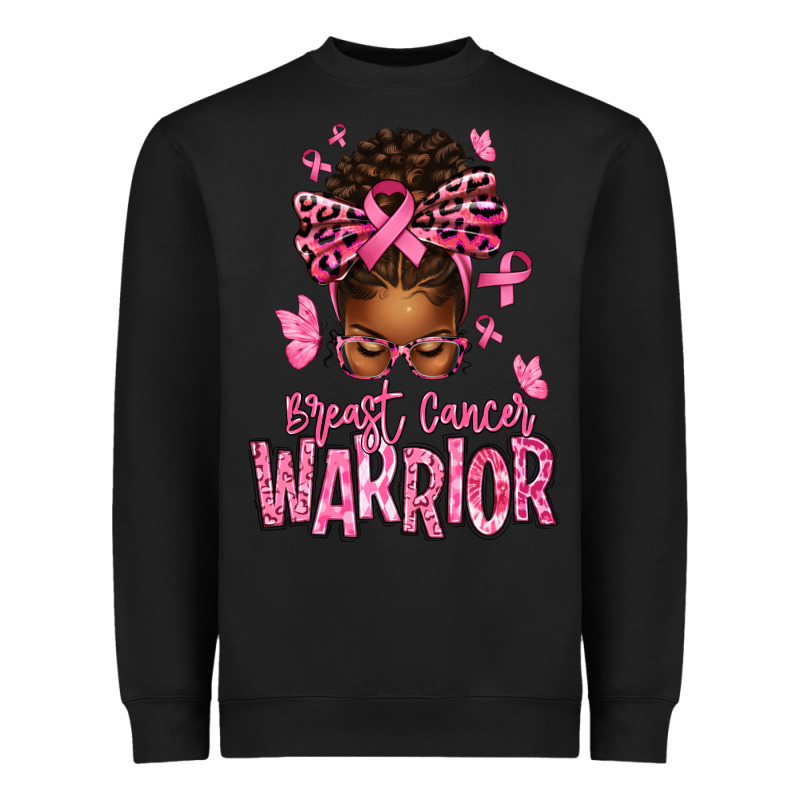 Brest Cancer Warrior Afro Messy Bun Heavyweight Sweatshirt by texasbilliewilder | Teevron