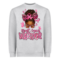 Heather Grey brest cancer warrior afro messy bun Heavyweight Sweatshirt - texasbilliewilder
