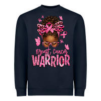 Navy brest cancer warrior afro messy bun Heavyweight Sweatshirt - texasbilliewilder