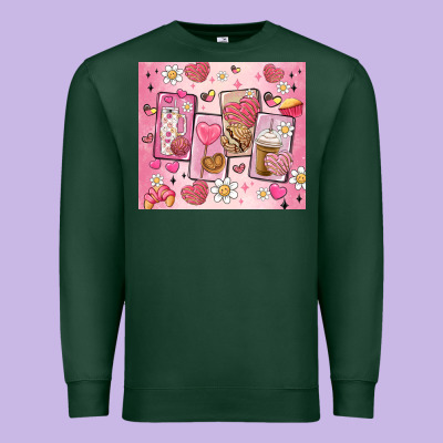 Cafecito Y Chisme Valentine's Day Premium Sweatshirt Designed By Maliassmallbusiness