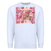 White cafecito y chisme valentine's day Premium Sweatshirt - MaliasSmallBusiness