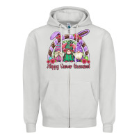 Dove Grey happy easter gnomies rainbow Zipper Hoodie - Artiststas