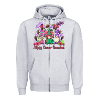 Heather Grey happy easter gnomies rainbow Zipper Hoodie - Artiststas