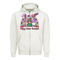 Oatmeal Heather happy easter gnomies rainbow Zipper Hoodie - Artiststas