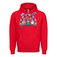 Red happy easter gnomies rainbow Zipper Hoodie - Artiststas