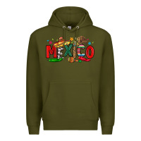 Army Green colorful mexico collage Premium Hoodie - LillyAllenDesigns