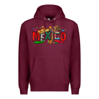 Burgundy colorful mexico collage Premium Hoodie - LillyAllenDesigns