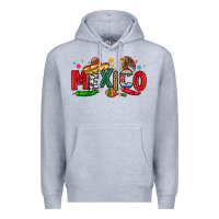 Heather Grey colorful mexico collage Premium Hoodie - LillyAllenDesigns