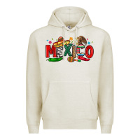 Oatmeal Heather colorful mexico collage Premium Hoodie - LillyAllenDesigns