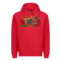 Red colorful mexico collage Premium Hoodie - LillyAllenDesigns
