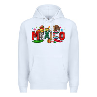 White colorful mexico collage Premium Hoodie - LillyAllenDesigns