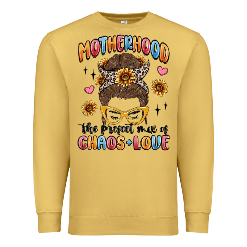 Motherhood The Perfect Mix Of Chaos And Love Premium Sweatshirt by MaliasSmallBusiness | Teevron