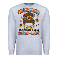 Heather Grey motherhood the perfect mix of chaos and love Premium Sweatshirt - MaliasSmallBusiness