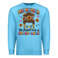 Ocean Blue motherhood the perfect mix of chaos and love Premium Sweatshirt - MaliasSmallBusiness