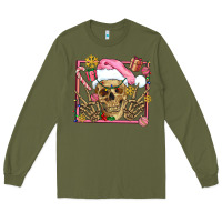 Army Green pink christmas skeleton Long Sleeve Tee - AdoDesignShop