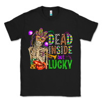 Black mardi gras dead inside but lucky  with skeleton Classic Tee - AdoDesignShop