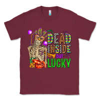 Burgundy mardi gras dead inside but lucky  with skeleton Classic Tee - AdoDesignShop