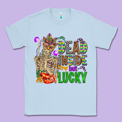 Mardi Gras Dead Inside But Lucky  With Skeleton Classic Tee Designed By Adodesignshop