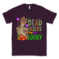 Plum mardi gras dead inside but lucky  with skeleton Classic Tee - AdoDesignShop