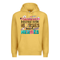 Antique Gold caregiver because nurses need heroes Premium Hoodie - LillyAllenDesigns