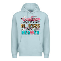 Blue Mist caregiver because nurses need heroes Premium Hoodie - LillyAllenDesigns