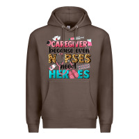 Coffee caregiver because nurses need heroes Premium Hoodie - LillyAllenDesigns