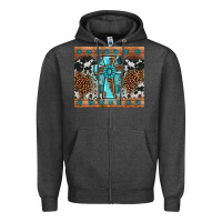 Charcoal Heather gemstone leopard cross Zipper Hoodie - AdoDesignShop