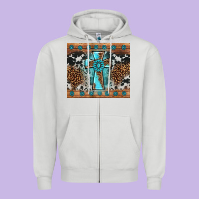 Gemstone Leopard Cross Zipper Hoodie Designed By Adodesignshop