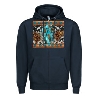Navy gemstone leopard cross Zipper Hoodie - AdoDesignShop