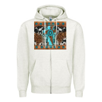 Oatmeal Heather gemstone leopard cross Zipper Hoodie - AdoDesignShop