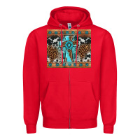 Red gemstone leopard cross Zipper Hoodie - AdoDesignShop