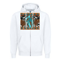 White gemstone leopard cross Zipper Hoodie - AdoDesignShop