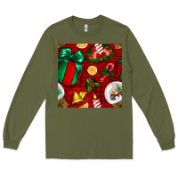 Army Green christmas snow globe seamless pattern Long Sleeve Tee - BundleAndBundleShop