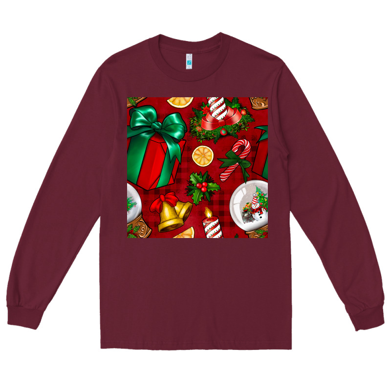 Christmas Snow Globe Seamless Pattern Long Sleeve Tee by BundleAndBundleShop | Teevron
