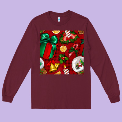 Christmas Snow Globe Seamless Pattern Long Sleeve Tee Designed By Bundleandbundleshop