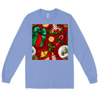 Colony Blue christmas snow globe seamless pattern Long Sleeve Tee - BundleAndBundleShop