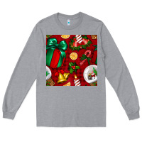 Heather Grey christmas snow globe seamless pattern Long Sleeve Tee - BundleAndBundleShop