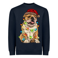Navy christmas bulldog Heavyweight Sweatshirt - RanaPortraitStore