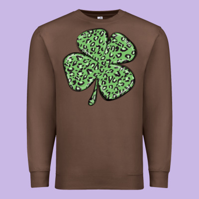 Leopard Shamrock Premium Sweatshirt Designed By Maliassmallbusiness