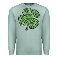Seafoam leopard shamrock Premium Sweatshirt - MaliasSmallBusiness
