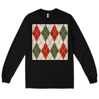 Black christmas diamond plaid seamless pattern Long Sleeve Tee - BundleAndBundleShop