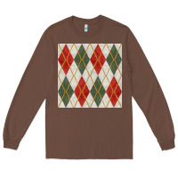 Chestnut christmas diamond plaid seamless pattern Long Sleeve Tee - BundleAndBundleShop