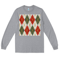 Heather Grey christmas diamond plaid seamless pattern Long Sleeve Tee - BundleAndBundleShop