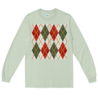 Matcha christmas diamond plaid seamless pattern Long Sleeve Tee - BundleAndBundleShop