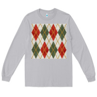 Moon Dust christmas diamond plaid seamless pattern Long Sleeve Tee - BundleAndBundleShop