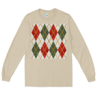 Mushroom christmas diamond plaid seamless pattern Long Sleeve Tee - BundleAndBundleShop