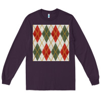 Plum christmas diamond plaid seamless pattern Long Sleeve Tee - BundleAndBundleShop