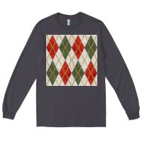 Smoke christmas diamond plaid seamless pattern Long Sleeve Tee - BundleAndBundleShop