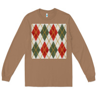 Toasted Coconut christmas diamond plaid seamless pattern Long Sleeve Tee - BundleAndBundleShop